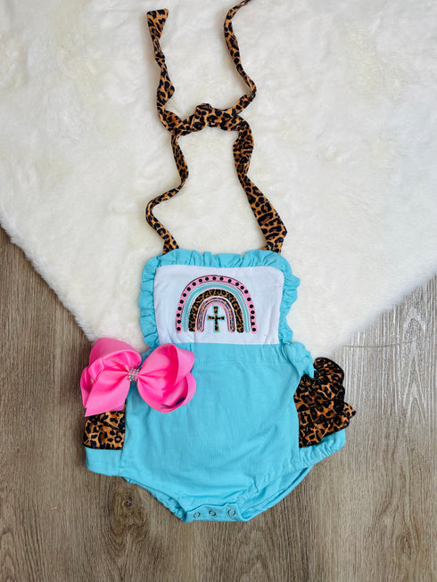 Baby Easter Cross Romper with Matching Bow - Bowtism